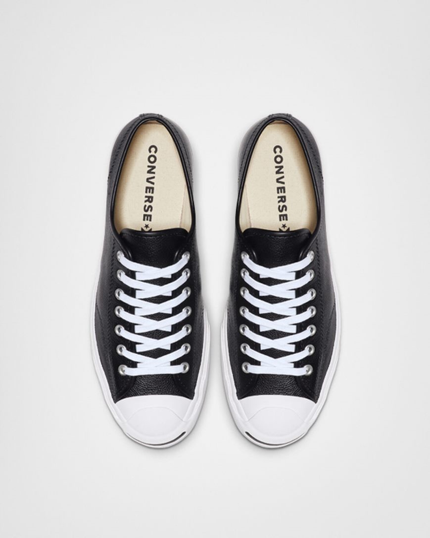 Tenisi Barbati Converse Jack Purcell Piele Negrii Albi | RO Z0EFY205